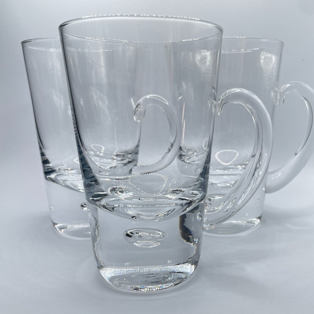 Set of 3 Vintage Specialty Coffee Liquor Mugs Glass Thick Bubble Bottom Bar